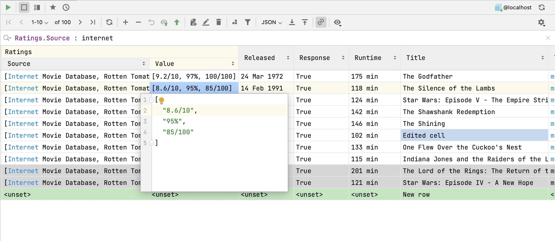 Edit data in table