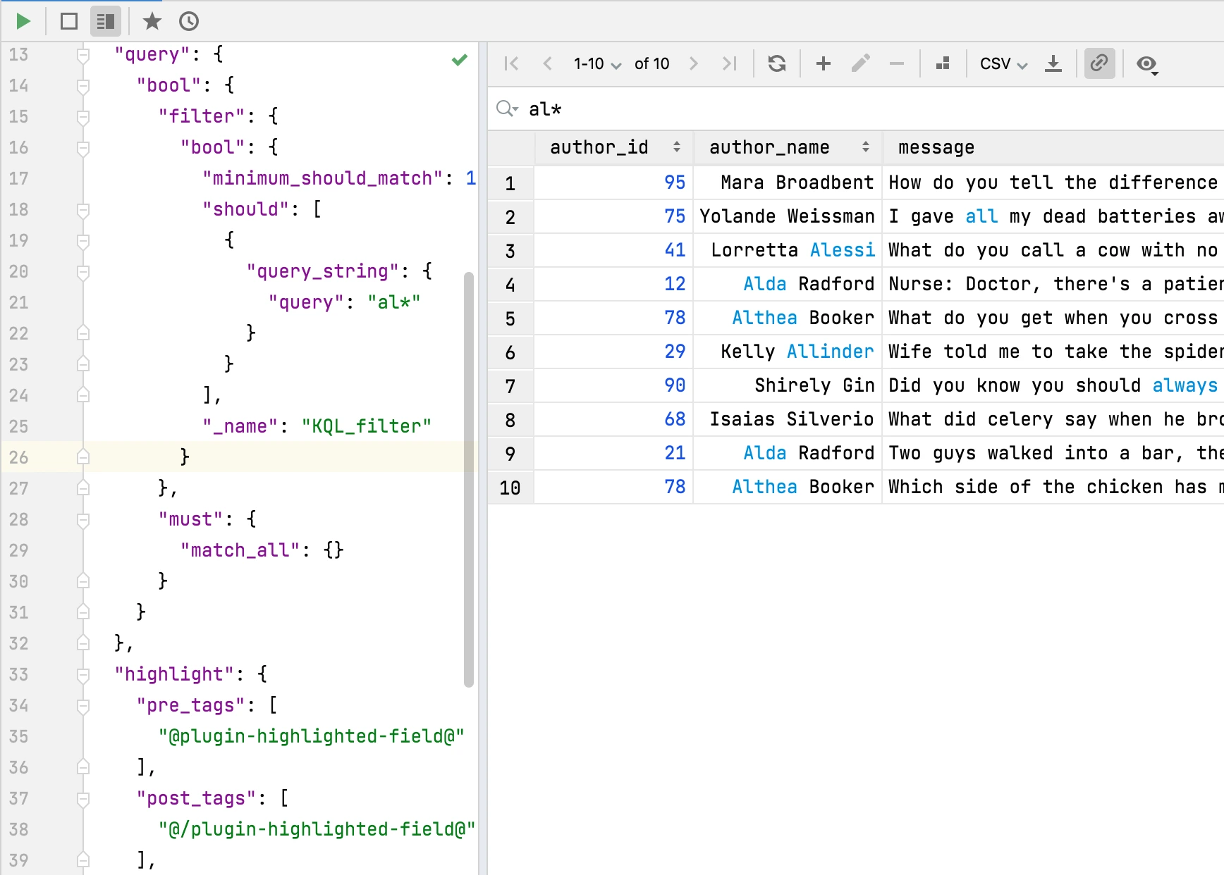 Kibana query language filter