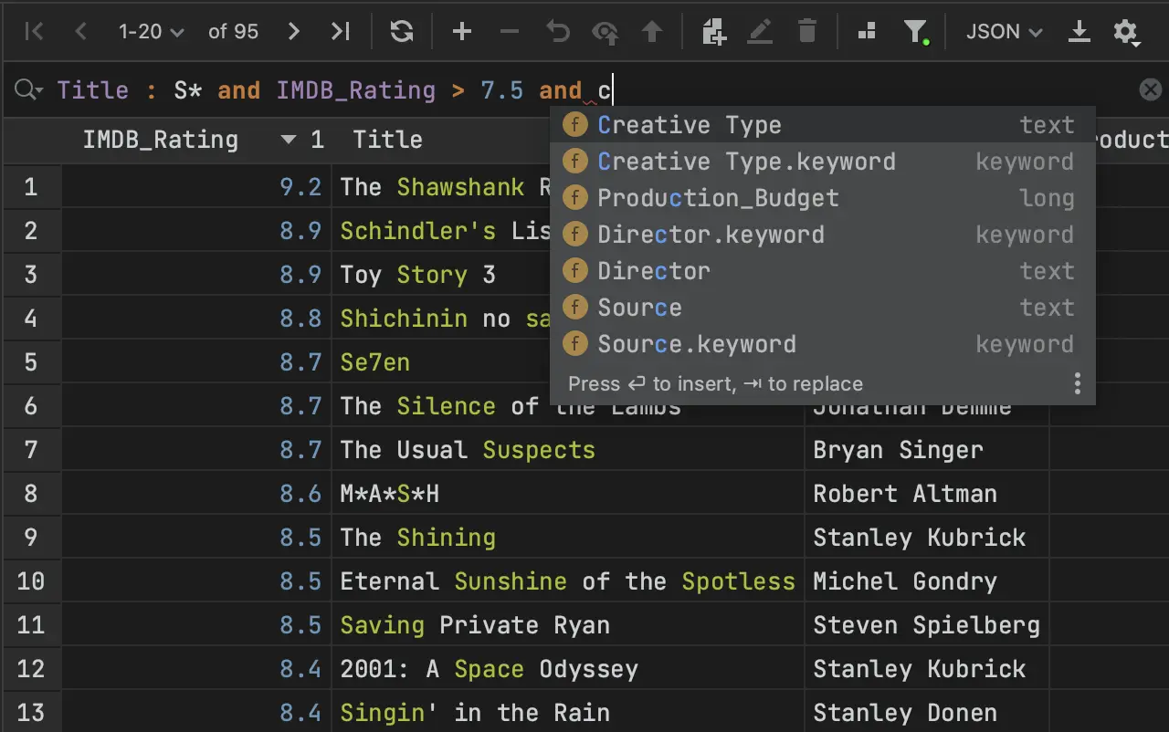 Kibana Query Language with autocomplete in Elasticsearch Plugin